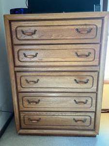 Wood Five Drawer Dresser