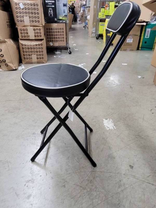 lot 4 image: Wees Beyond Cushioned Padded Folding Stool. NEW Seat 18 High, 12 Wide.  Total Height 29 In nice condition.