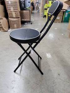lot 5 image: Wees Beyond Cushioned Padded Folding Stool. NEW Seat 18 High, 12 Wide.  Total Height 29 In nice condition.