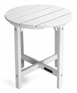 lot 8 image: LAUSAINT HOME Outdoor Adirondack Weather Resistant Round Coffee Side Table In White - NEW