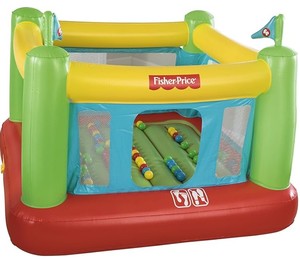 lot 12 image: Fisher-Price 93532E Bouncesational Bouncer - Inflatable Bounce House, Green, Yellow, Red, Blue, Returned Item, Did not notice any damage upon inspection.