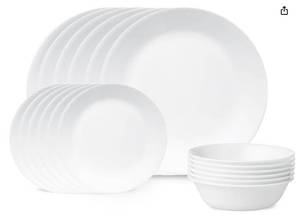 lot 40 image: Corelle Livingware 18-Piece Dinnerware Set, Winter Frost White, Service for 6 (1088609), NEW