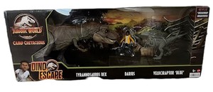 lot 42 image: Jurassic World Dino Escape Action Figure Set - Movie-Themed, 3 Plastic Dinosaurs, Ages 4, Damaged Packaging, NEW