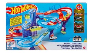 lot 45 image: Hot Wheels City Auto Lift Expressway Track Set, Open Box, All parts appear to be accounted for, NEW