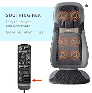 lot 74 image: Homedics Back Massager with Heat, Shiatsu Elite II Heated Neck and Back Massage Cushion. 3 Different Massage Styles and 3 Massage Zones. Comes with Controller and Chair Straps, Tested, Works Well