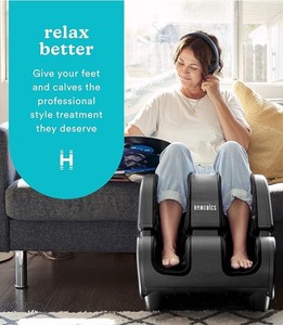 lot 71 image: Homedics Therapist Select Foot and Calf Massager Rolling Massage, 4 Programs, 3 Intensities, Adjustable Tilt for Comfort & Washable Liners, Black FMS-400, Slightly Used Tested Works Great