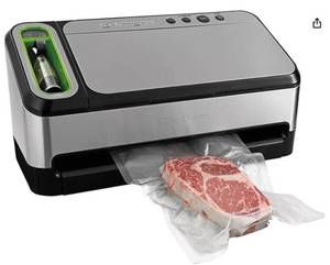 lot 68 image: FoodSaver 4800 Series Vacuum Sealer Machine, 2-in-1 Automatic Vacuum Sealing System with Handheld Vacuum Sealer plus Starter Kit, v4840, Missing Extra Bags, Slight Dent in front (See Photos), Works