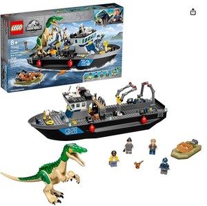 lot 120 image: LEGO Jurassic World Baryonyx Dinosaur Boat Escape 76942 Building Kit Cool Toy Playset for Creative Kids New 2021 (308 Pieces) - Open Box.