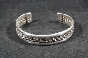 lot 142 image: Ornate Cuff Bracelet - Sterling Silver