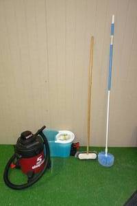 lot 325 image: 5 Gallon Shop Vac with Mop Bucket, Duster and Broom