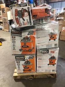 Pallet of Assorted Ridgid WetDry Shop Vacs Various Sizes Conditions and Models Customer Returns See Pictures