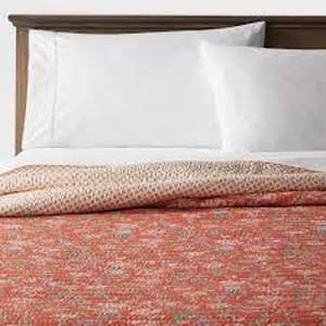 lot 3 image: Floral Boho Reversible Printed Quilt Bronze - Threshold