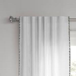 lot 13 image: 54x84 Light Filtering Stitched Edge Curtain Panel Cream - Threshold