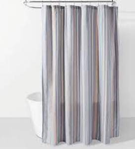 lot 17 image: 72X72 100% Cotton Seersucker Waffle Shower Curtain in Blue by Threshold