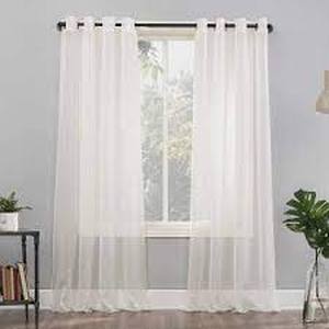 lot 31 image: Set of 2 Emily Sheer Voile Grommet Top Curtain Panel - No. 918-95 x 59-White
