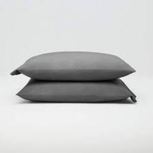 lot 39 image: 100% Washed Linen Solid Pillowcase Set - Casaluna-King-Dark Gray