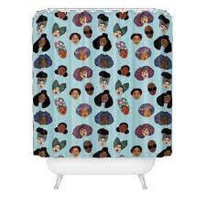 lot 44 image: NWT society6 Many Black Faces Shower Curtain Black Art by Dorcas Creates