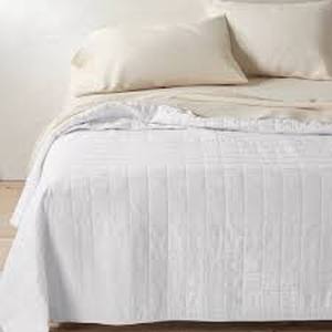 lot 48 image: Heavyweight Linen Blend Quilt - Casaluna-King-White-Some Stain on Side