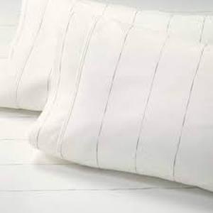 lot 51 image: Cotton Percale Thin Stripe Sheet Set Sour CreamRailroad Gray - Hearth & Hand with Magnolia