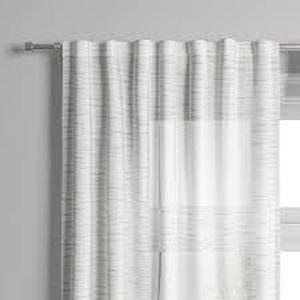 lot 62 image: 1pc Light Filtering Striation Herringbone Window Curtain Panel - Project 62-54W x 84L-CreamBlue