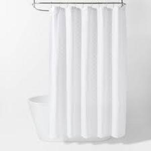 lot 72 image: Dyed Clipped Diamond Shower Curtain White - Threshold-White