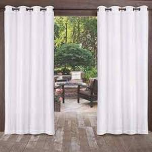 lot 87 image: Set of 2 Miami IndoorOutdoor Textured Sheer Grommet Top Window Curtain Panel - Exclusive Home-96x54-White