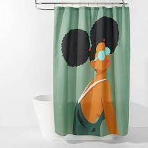 lot 80 image: Puffs Shower Curtain Green - Room Essentials