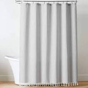 lot 121 image: Subtle Striped Textured Shower Curtain Off-White - Threshold