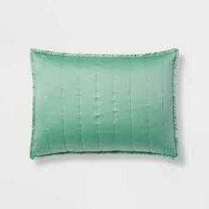 lot 141 image: Standard Puffs Quilt Sham Sage Green - Room Essentials