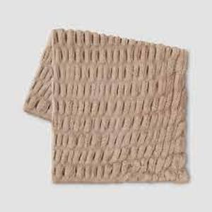 lot 147 image: 50x60 Ruched Faux Rabbit Fur Throw Blanket - Threshold-Neutral