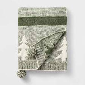 lot 157 image: Knit Tree with Tassels Throw Blanket Cream - Threshold designed with Studio McGee