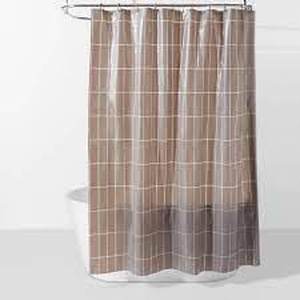 lot 183 image: PEVA Bundle Shower Curtain Matte Gray - Room Essentials