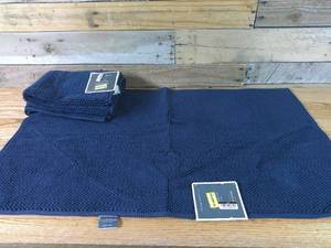 lot 169 image: Set of 2 21 x 34 Bath Spa Mat - Threshold Signature - Navy Blue- 100% Cotton