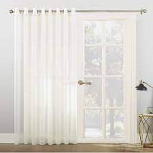 lot 202 image: Emily Extra-Wide Sheer Voile Sliding Door Patio Curtain Panel-Ivory-No. 918