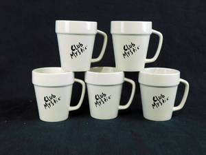lot 58 image: Lot of 5 White Ceramic Club Mystic Mugs