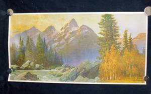 lot 51 image: Vintage 1956 The Grand Teton by Robert Wood Litho Print