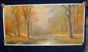 lot 50 image: Vintage 1963 October Morn by Robert Wood Litho Print