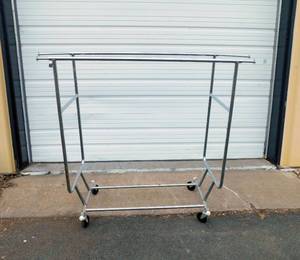 lot 79 image: Collapsible Rolling Garment Rack