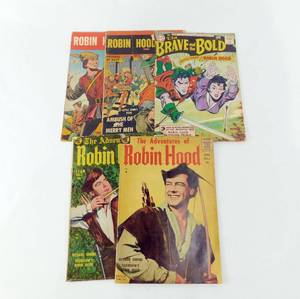 lot 35 image: Lot of 5 Vintage 1950s Robin Hood Comic Books