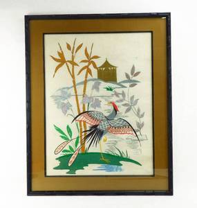 lot 2 image: Vintage Asian Hand Painted Print on Rice Paper