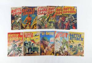 lot 19 image: Lot of 11 Vintage 1950s War Comic Books