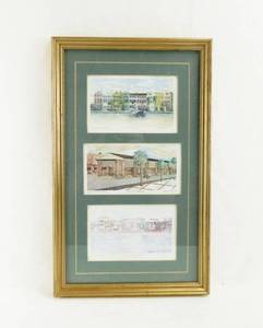 lot 94 image: Set of 3 Jeanie Drucker Signed, Matted and Framed Water Color Prints of Charleston, SC