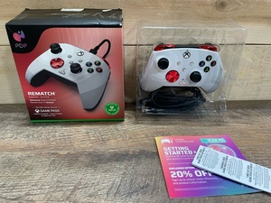 lot 14 image: PDP REMATCH Advanced Wired Controller Radial White For Xbox Series XS, Xbox One, & Windows 1011 PC - CUSTOMER RETURN - RETAIL PRICE $39.88