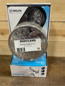 lot 33 image: MOEN Attract with Magnetix 6-Spray 6.75 in. Dual Wall Mount Fixed and Handheld Shower Head 1.75 GPM in Chrome - BRAND NEW - RETAIL PRICE $99.99