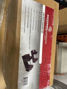 lot 49 image: Backyard Expressions 12 in. x 36 in. Customizable Length Heavy-Duty IndoorOutdoor Firewood Rack Bracket Kit - BRAND NEW - RETAIL PRICE  $30