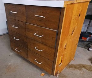 lot 8 image: 8-Drawer Base Cupboard with One Finished End