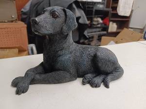 lot 14 image: Jennings Decoy Black Labrador, a Jennings Decoy Chocolate Labrador, a Reproduction Winchester Ashtray and Lighter