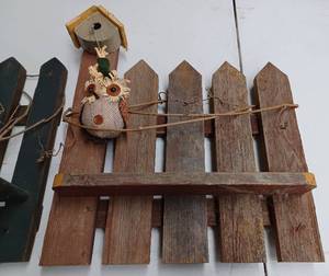 lot 76 image: Two New Folk Art Picket Fence Wall Shelves