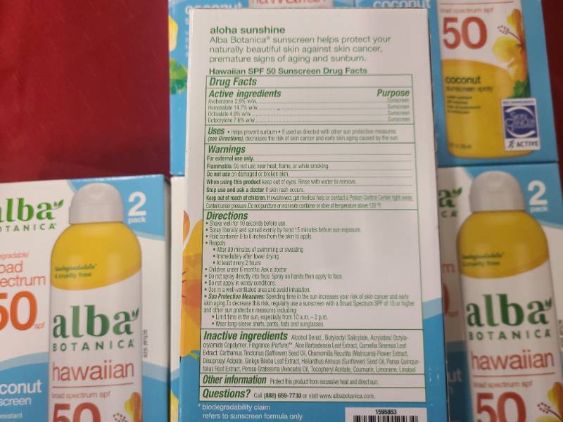 6 Boxes of Alba Botanical Hawaiian 50 SPF Coconut Sunscreen