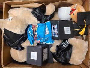 Box of toys, grad gear and more